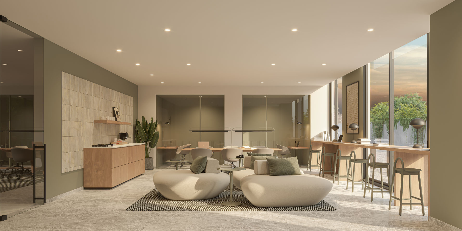 Coworking de Vista Colomos: ventanales amplios que aprovechan la luz natural